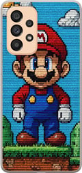Pikkukuva 1 / 3: Yhteensopiva Puhelinkuori Samsung Galaxy A53 5G Nintendo Super Mario juliste retro pelaaminen 8bit pikselitaide peli klassinen pelisankari seinämaala