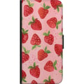 Miniatyrbild 2 av 2: Kompatibelt Plånboksfodral till Samsung Galaxy A20s Strawberry Dreams – jordgubbsmönster i retrostil