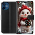 Pikkukuva 1 / 3: Yhteensopiva Lompakkokotelo Apple iPhone 12 mini Joulukarhu punainen pipo suloinen karhu pieni kuusi kawaii kodikas talvi metsä juhlava joulu taideju