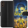 Miniatyrbillede 1 af 3: Kompatibel Tegnebogsetui til Apple iPhone X Fodboldplakat af Viktor Gyökeres i gul-blå farveskala med dramatisk stadionbaggrund, sportsillustration t