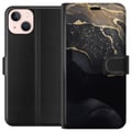 Miniatyrbillede 1 af 3: Kompatibel Tegnebogsetui til Apple iPhone 13 mini Sort guld abstrakt