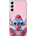 Miniatyrbilde 1 av 3: Kompatibelt Mobildeksel til Samsung Galaxy S22 5G Stitch Strawberry Love – søtt motiv med blå figur og jordbær i rosa pastelltema