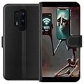 Miniatyrbillede 1 af 3: Kompatibel Tegnebogsetui til OnePlus 8 Pro Italiensk Brainrot-motiv – Skelet med mobil og svagt WiFi i unikt design