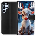 Pikkukuva 1 / 3: Yhteensopiva Lompakkokotelo Samsung Galaxy S22 Ultra 5G Söpö poro talvi joulumotiivi kawaii poro lumi valot kirkas maaginen joulu söpö juhla juliste