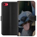 Miniatyrbillede 1 af 3: Kompatibel Tegnebogsetui til Apple iPhone 8 Stitch Sød Alien - Blå Favorit fra Ydre Rummet