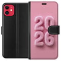 Miniatyrbilde 1 av 3: Kompatibelt Lommeboketui til Apple iPhone 11 Rosa fluff 2026-tekst i pastell, moderne nyttårstrend med mykt design, perfekt for dekorasjon og personl