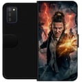 Miniatyrbilde 1 av 2: Kompatibelt Lommeboketui til Samsung Galaxy A03s Fantasyportrett av ung kvinne med lynenergi, mørk bakgrunn, dramatisk actionillustrasjon