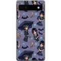 Miniatyrbild 1 av 3: Kompatibelt Mobilskal till Google Pixel 6a Wednesday Addams cartoon poster gothic Netflix serie bats hand Thing purple background cute design