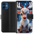 Pikkukuva 1 / 3: Yhteensopiva Lompakkokotelo Apple iPhone 12 mini Söpö poro talvi joulumotiivi kawaii poro lumi valot kirkas maaginen joulu söpö juhla juliste