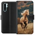 Miniatyrbild 1 av 3: Kompatibelt Plånboksfodral till Huawei P30 Pro Elegant häst som springer över höstfält med vackra färger och naturkänsla kraftfull detaljrik illustra