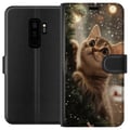 Miniatyrbillede 1 af 3: Kompatibel Tegnebogsetui til Samsung Galaxy S9+ Kat, der klatrer i juletræ med snefald, hyggeligt vinterdesign perfekt til katte- og juleelskere
