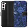 Pikkukuva 1 / 3: Yhteensopiva Lompakkokotelo Samsung Galaxy S23+ Keskiyön kukkia syvänsinisessä unenomaisessa kesäillassa