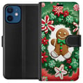 Pikkukuva 1 / 3: Yhteensopiva Lompakkokotelo Apple iPhone 12 mini joulu piparkakku juliste piparkakku joulukeksit joulukuusi makeiset herkut joulumotiivi retrodesign