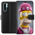 Miniatyrbilde 1 av 3: Kompatibelt Lommeboketui til Huawei P30 Pro Homer Simpson-inspirert figur med rosa lue, kjede og streetstil, perfekt for fans av The Simpsons og mode