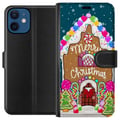 Miniatyrbilde 1 av 3: Kompatibelt Lommeboketui til Apple iPhone 12 Sjarmerende pepperkakehus med fargerike godterier, snødetaljer og teksten Merry Christmas – et koselig m