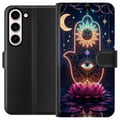 Pikkukuva 1 / 3: Yhteensopiva Lompakkokotelo Samsung Galaxy S23 Symbolinen käsiä esittävä kuvitus, jossa on silmä, kukka ja valo