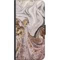 Miniatyrbillede 3 af 3: Kompatibel Tegnebogsetui til OnePlus 9 Pro Beige marmor med guldglimmerstruktur, elegant design med luksuriøs følelse, perfekt til moderne stil