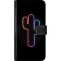 Miniatyrbillede 3 af 4: Kompatibel Tegnebogsetui til Apple iPhone 13 Pro Neonillustration af en kaktus i pinkt og blåt lys mod mørk baggrund i moderne popæstetik