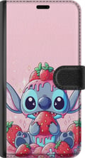 Miniatyrbild 3 av 3: Kompatibelt Plånboksfodral till Samsung Galaxy A72 5G Stitch Strawberry Love gulligt motiv med blå figur och jordgubbar i rosa pastelltema