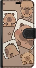 Miniatyrbild 3 av 3: Kompatibelt Plånboksfodral till Apple iPhone 8 Plus Capybara Frame Friends Lekfull design med små capybaror i rutor med stjärnor och beige bakgrund