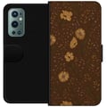Miniatyrbillede 1 af 3: Kompatibel Tegnebogsetui til OnePlus 9 Pro Retro blomstermønster brun baggrund blomster vintage 70’er-stil boheme tapetdesign tryk