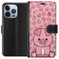 Miniatyrbillede 1 af 4: Kompatibel Tegnebogsetui til Apple iPhone 13 Pro Kawaii Gris Sød Lyserød Dyr Anime
