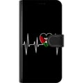 Miniatyrbillede 3 af 3: Kompatibel Tegnebogsetui til Apple iPhone 12 Palæstina-hjerte med EKG-linje flagfarver sort rød hvid grøn stærkt symbol på kærlighed og frihed