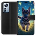 Pikkukuva 1 / 3: Yhteensopiva Lompakkokotelo Xiaomi 12 Pro Pentu saksanpaimenkoira koira juliste koira pentu juoksee niitty perhoset suloinen eläinkuvitus yötaide