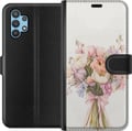 Pikkukuva 1 / 3: Yhteensopiva Lompakkokotelo Samsung Galaxy A32 5G Kännykkäkuori värikkäällä kukkakimpulla romanttisessa tyylissä