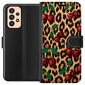Miniatyrbilde 1 av 3: Kompatibelt Lommeboketui til Samsung Galaxy A33 5G Kirsebær leopardmønster kirsebær retro rockabilly pinupstil kirsebærtrykk leopardbakgrunn motekuns