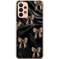 Miniatyrbilde 1 av 3: Kompatibelt Mobildeksel til Samsung Galaxy A23 Leopardrosetter på svart silke, luksuriøst mønster med eksklusiv motefølelse, perfekt for deg som like