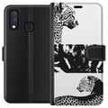 Miniatyrbillede 1 af 2: Kompatibel Tegnebogsetui til Samsung Galaxy A40 Leopard Faces