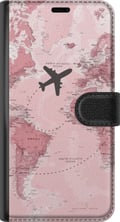 Pikkukuva 3 / 3: Yhteensopiva Lompakkokotelo Apple iPhone 11 Matkustus lentokone vaaleanpunainen maailmankartta – matka- ja seikkailudesign lentokoneella vaaleanpunai