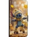 Miniatyrbild 3 av 3: Kompatibelt Plånboksfodral till OnePlus 9 Pro Höstinspirerad Stitch på rullskridskor med mössa halsduk och löv varm söt illustration för Disney älska
