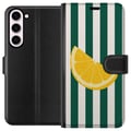 Miniatyrbild 1 av 3: Kompatibelt Plånboksfodral till Samsung Galaxy S23+ Citron citrus lemon pattern gul frukt köksdekor sommar print retro stil inredning tapet fresh des