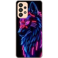 Pikkukuva 1 / 3: Yhteensopiva Puhelinkuori Samsung Galaxy A33 5G Neonvalaistu susi sinisessä ja vaaleanpunaisessa valossa futuristisella cyberpunk-tunnelmalla