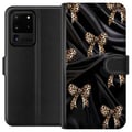 Miniatyrbild 1 av 3: Kompatibelt Plånboksfodral till Samsung Galaxy S20 Ultra Leopardrosetter på svart siden lyxigt mönster med exklusiv modekänsla perfekt för dig som gi
