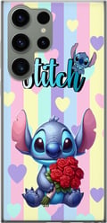 Pikkukuva 1 / 3: Yhteensopiva Puhelinkuori Samsung Galaxy S23 Ultra Stitch ruusujen kanssa romanttisessa piirroskuvatyylissä raidallista taustaa vasten