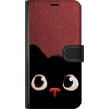 Miniatyrbild 3 av 3: Kompatibelt Plånboksfodral till Apple iPhone 12 Minimalistisk svart katt med stora ögon – charmigt djurmotiv i modern grafisk stil
