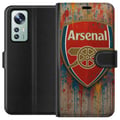Miniatyrbillede 1 af 3: Kompatibel Tegnebogsetui til Xiaomi 12 Arsenal-kunstmotiv i rødt og hvidt med farvestænk, perfekt til fodboldfans, der elsker kunst og sportsstil