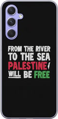 Miniatyrbillede 1 af 3: Kompatibel Mobilcover til Samsung Galaxy A54 Palæstina-budskab med teksten From the river to the sea, flagfarver, stærkt symbol på håb og frihed