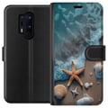 Miniatyrbild 1 av 3: Kompatibelt Plånboksfodral till OnePlus 8 Pro Sjöstjärna och snäckor stranddesign med lugna vågor hav och sand inspirerad av semesterkänsla natur och