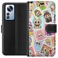 Pikkukuva 1 / 3: Yhteensopiva Lompakkokotelo Xiaomi 12 Pro Cute Stamp Squad – söpö keräilyaihe, jossa on värikkäitä eläinasuihin pukeutuneita hahmoja ja leikkisä desi