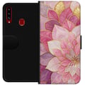 Miniatyrbild 1 av 2: Kompatibelt Plånboksfodral till Samsung Galaxy A20s Blommig mandala – Rosa och lila mönster med gyllene detaljer illustration