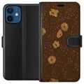 Miniatyrbilde 1 av 3: Kompatibelt Lommeboketui til Apple iPhone 12 Retro blomstermønster brun bakgrunn blomster vintage 70-tallsstil bohemsk tapetdesign trykk