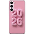 Pikkukuva 1 / 3: Yhteensopiva Puhelinkuori Samsung Galaxy S23+ Vaaleanpunainen pörrö 2026, pastellisävyinen teksti, moderni uudenvuodentrendi pehmeällä designilla, tä