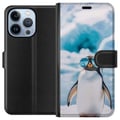 Miniatyrbillede 1 af 4: Kompatibel Tegnebogsetui til Apple iPhone 13 Pro Pingvin med briller sjovt vinterdesign humoristisk kold stil med is hav og en trendy moderne følelse