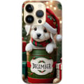 Miniatyrbild 1 av 3: Kompatibelt Mobilskal till Apple iPhone 14 Pro December valp jul söt hund tomteluva cosy christmas puppy festive snow lights adorable holiday poster