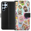 Pikkukuva 1 / 3: Yhteensopiva Lompakkokotelo Samsung Galaxy S22 Ultra 5G Cute Stamp Squad – söpö keräilyaihe, jossa on värikkäitä eläinasuihin pukeutuneita hahmoja ja