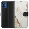 Miniatyrbillede 1 af 3: Kompatibel Tegnebogsetui til Apple iPhone 12 Hvid marmor